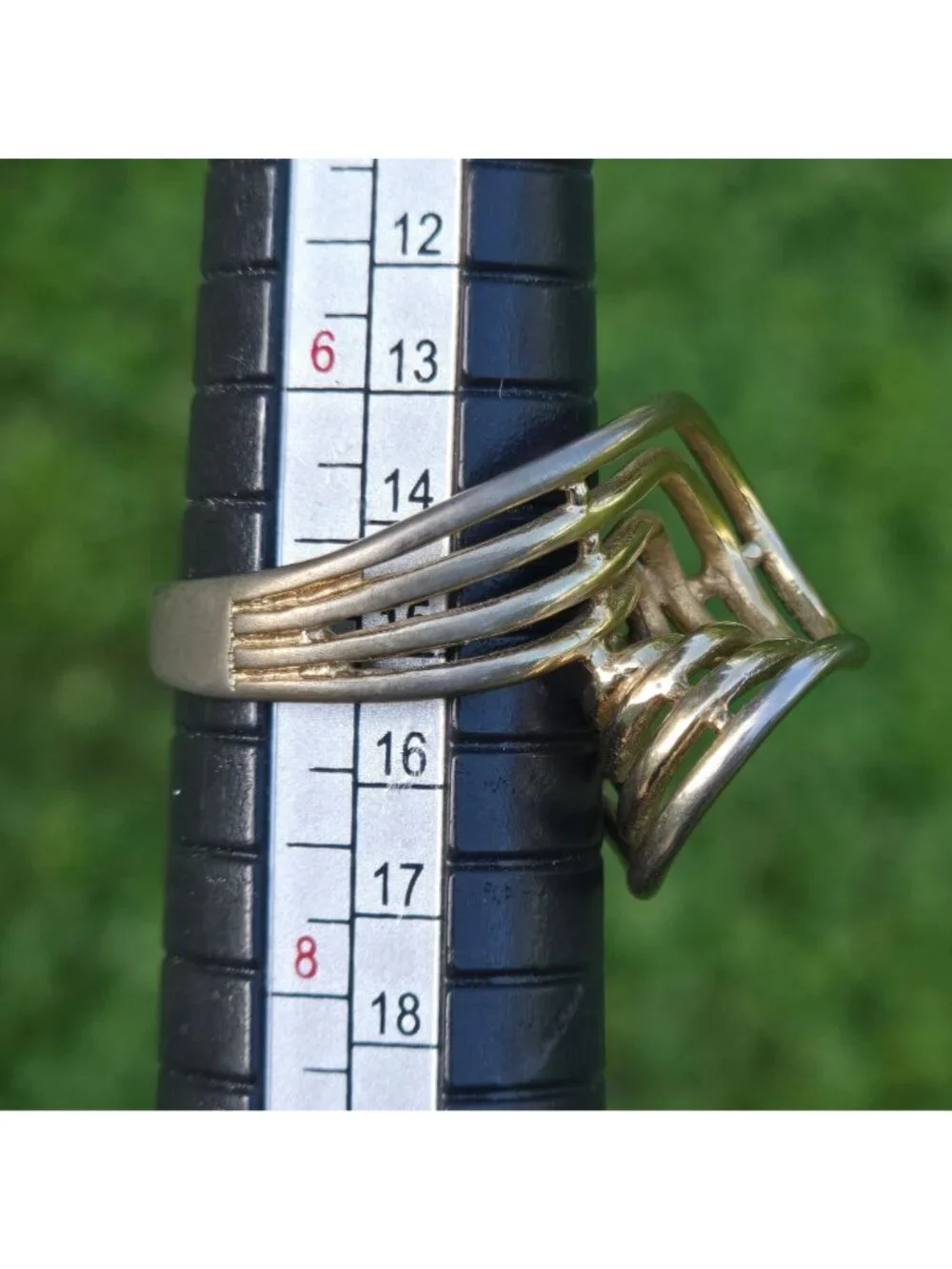Vintage Modernist ring Joseph Esposito 14KGE waved large statement Jewelry sz 7